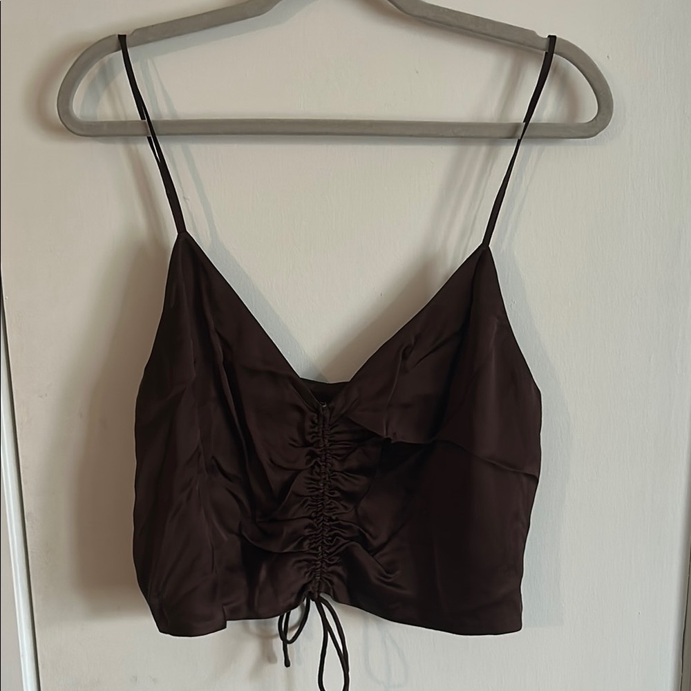 Wilfred Dark cupro silky Brown Ruched Camisole